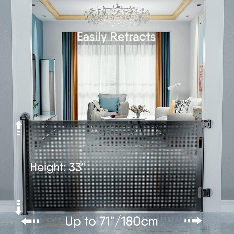 بيوينتي بوابة الطفل Beauenty القابلة للانسحاب - عرض قابل للتعديل والارتفاع ، لا حفر ، استخدام داخلي / خارجي (أسود 71 "x 34") - Image 3